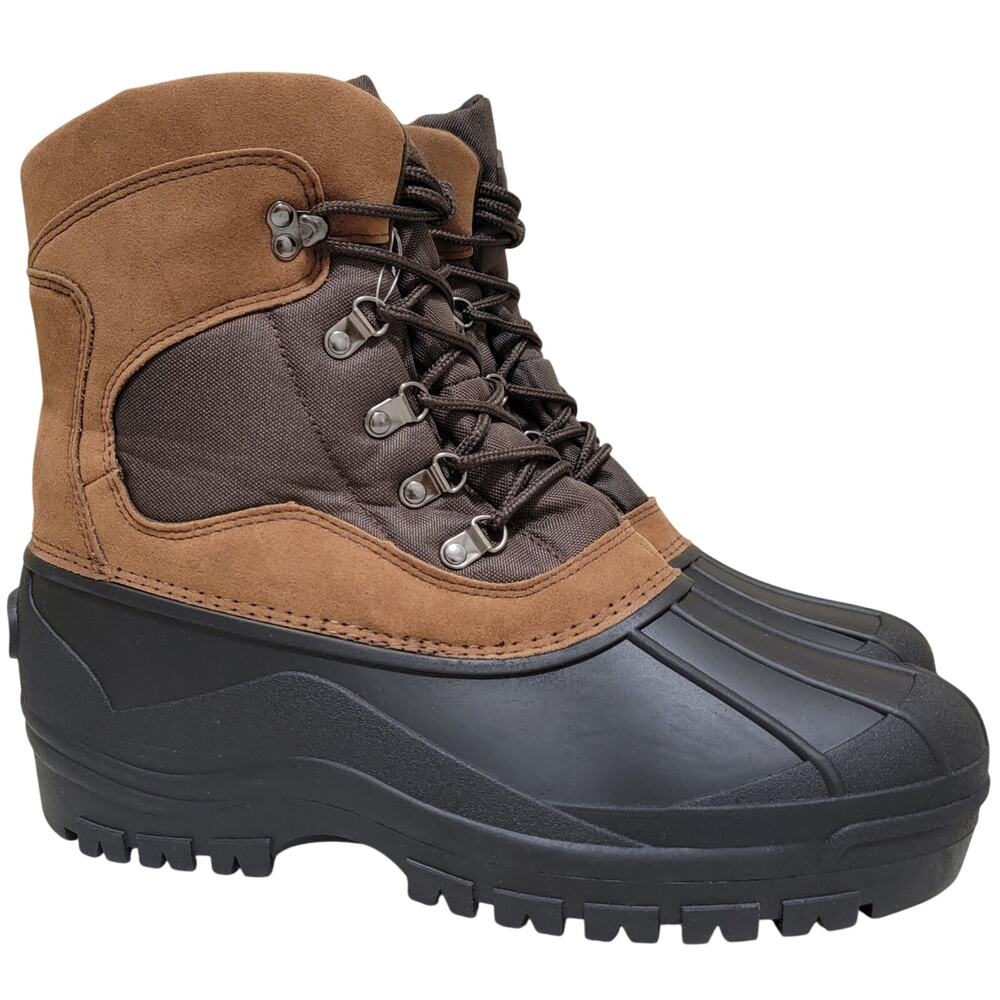 Polar Range Men Peak Insulated Cold Weather Winter Duck Boots Size US 11M Brown